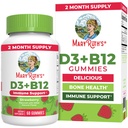 MaryRuth Organics Vegan Vitamin D3 + Vitamin B12 Gummie 124; 2 Měsíční dodávky 124; Podporuje zdraví kostí 124; Imunitní podpora dodatek 124; Energetické doplňky 124; Methyl B12 Vegan Non- GMO gluten zdarma 124; 60 Služeb