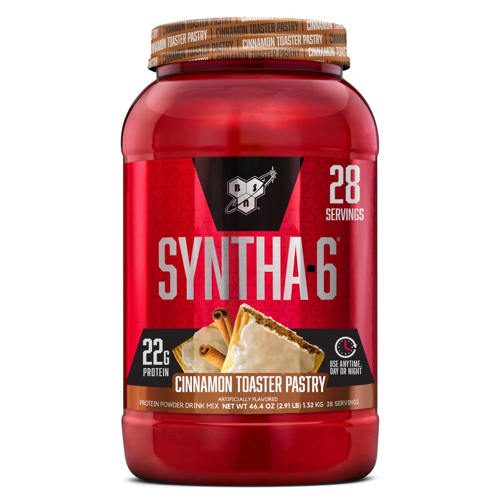 BSN SYNTHA-6 Premium Protein Powder with 6g of Fiber, Syney Protein, Micelar Casein, Milk Protein Isolate Blend, 5g Fat, Cinnamon Toastr Pastry, 28 Servings (Balení květen Vary)