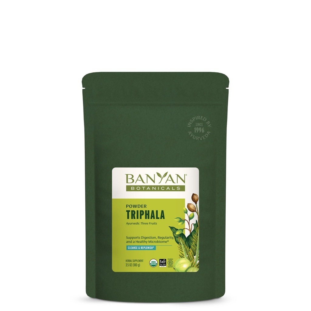 Banyan Botanicals Triphala Powder - Organic Digestion Supplement with Amla, Haritaki & Bibhitaki - Digestion, Colon Support & Health Gut Microbiome * - 3.5 oz - Non- GMO Udržitelně sourced Vegan