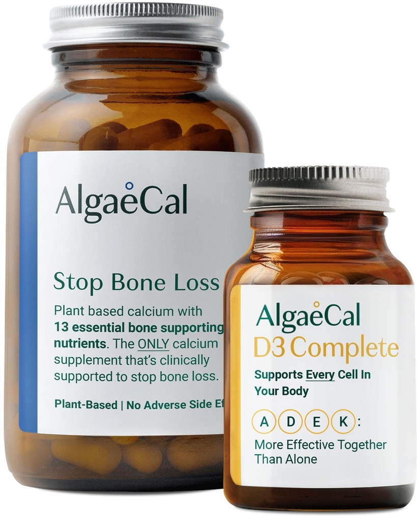 ALGAECAL Bundle - Vitamin D3 Complete (1000 IU) + K2, VIT E, VIT Basic Plant- based Calcium for Bone Support