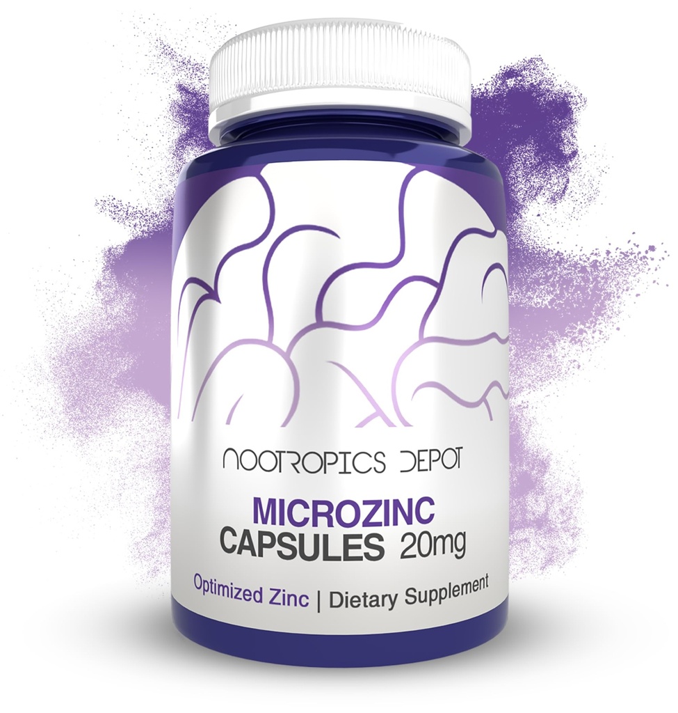 Nootropics Depot MicroZinek Kapsle 124; 20mg Supplied Zinek Dodatek 124; 90 Počet