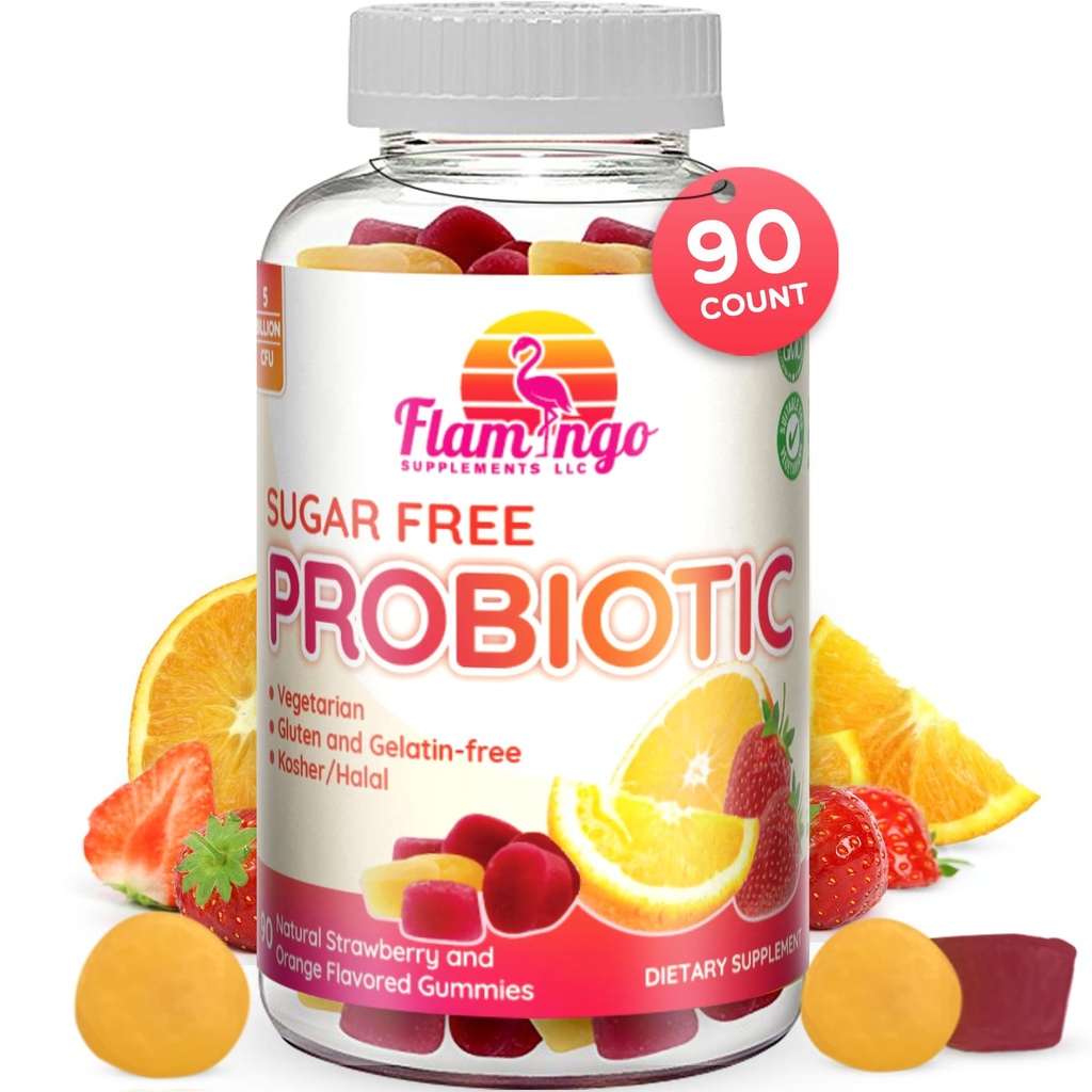 Probiotické gumy Sugar Free- 3 miliardy CFU redukovat plyn, Bloating - Probiotika pro ženy, děti a mens Probiotika - Bacillus coagulans- přírodní, Vegan, Vegetarian, Kosher, Halal -90 Gummy Probiotika