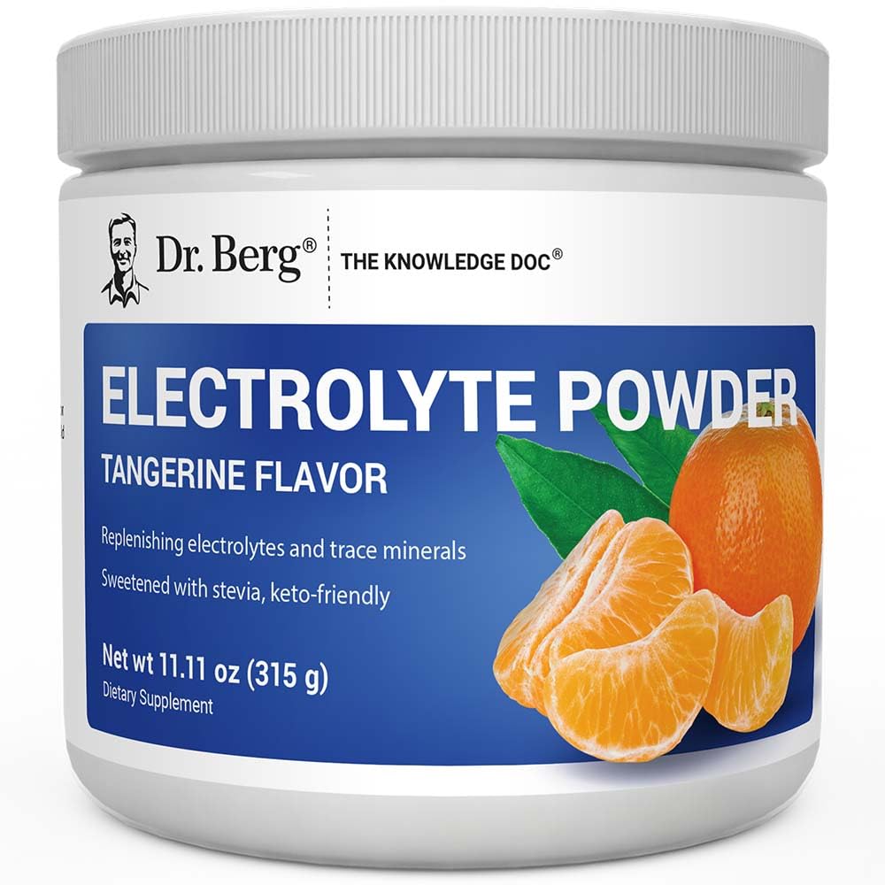 Dr. Berg Nulový cukr Hydratace Keto Electrolyte Powder - Vylepšený w / 1000 mg kalium & Real Pink Himalayan Salt (NENÍ stolní sůl) - Tangerine Flavor Hydration Drink Mix Supplement - 50 Servings