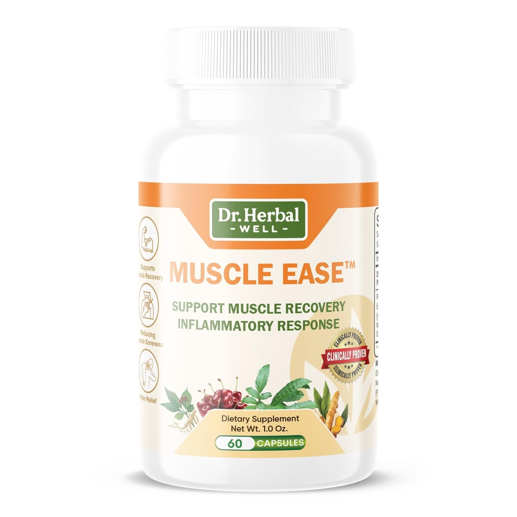 DR.HERBAL Well Muscle Ease - Joint, Muscle & Nerve Support Fast Relax Comfort Recovery Natural Bylinný doplněk - (60 Kapsle) MAX- Síla