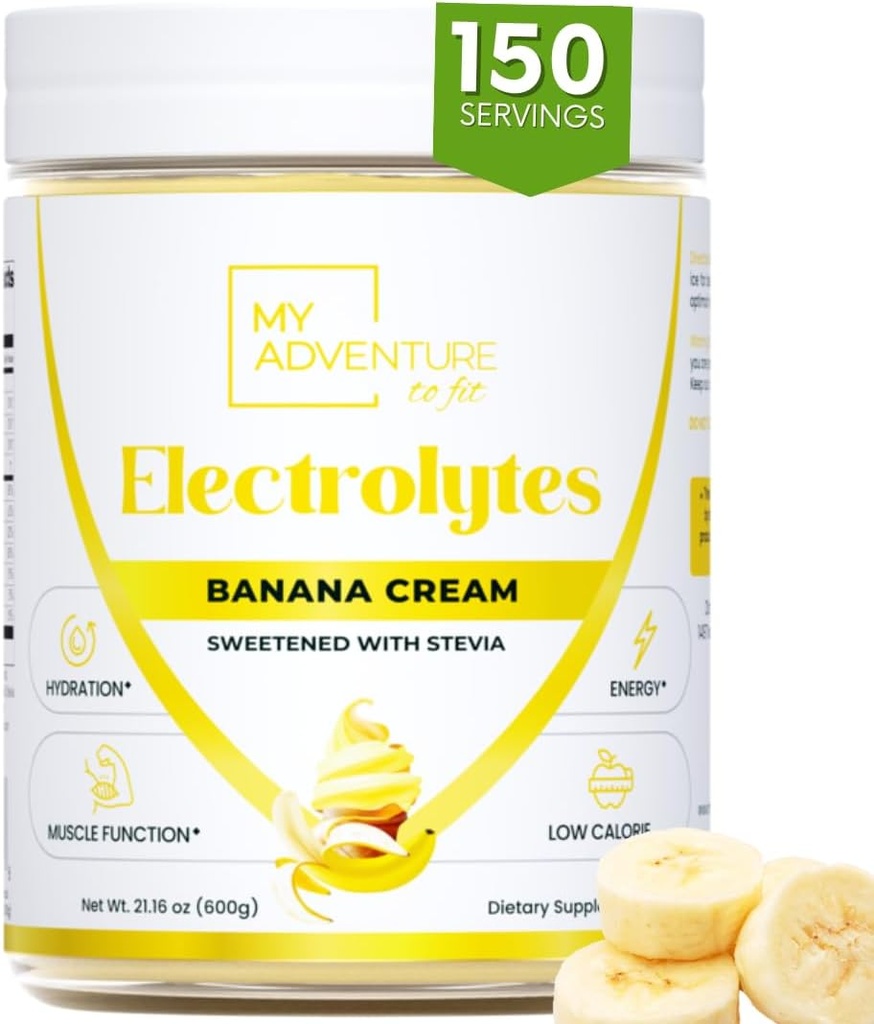 Nulový cukr - Banana Cream Electrolytes Powder - Refreshing Hydration - Kofein Free Energy with All Natural Ingredients - Vegan Keto & Paleo - Sugar Free Electrolytes Powder Drink Mix - 150 Servings