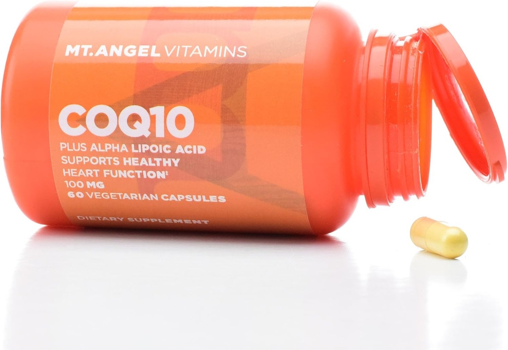 Mt. Angel Vitamins CoQ10 100mg Plus kyselina lipoová alfa, Superior Absorpce Přírodní doplněk forma koenzymu Q10, s ALA, 30 Vegetariánské kapsle