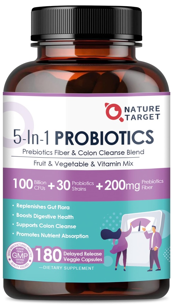 CÍLOVÉ PRObiotika PRO ŽENO- Muži Digestivní zdraví, Mens- Womens Probiotika s prebiotiky, 100 miliard CFU pro Gut a imunitní zdraví, 180 Veggie Kapsle (90 dní dodávky)