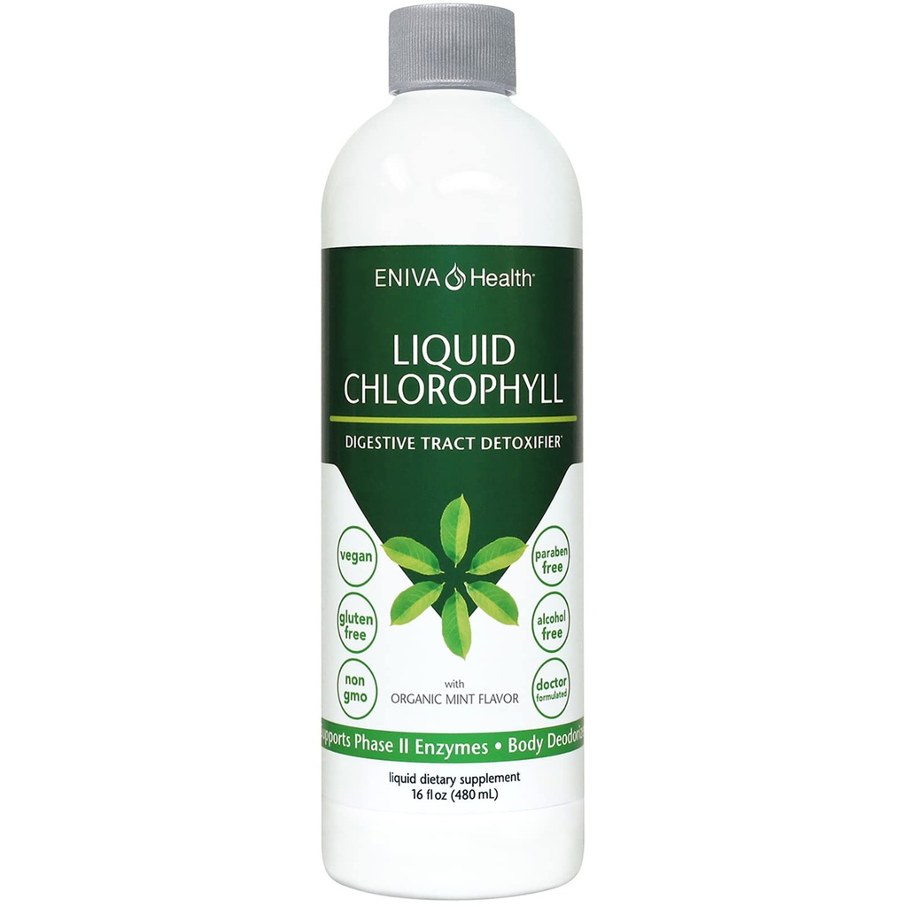Eniva Zdraví tekutý chlorofyl Vegan 124; Imunita 124; Detox & Cleanse 124; Clear Skin 124; Energy Boost 124; Gut Health 124; Interní deodorant 124; USA Výroba 124; Mulberry Source 124; Mint 124; 16 Fl Oz Lahvička