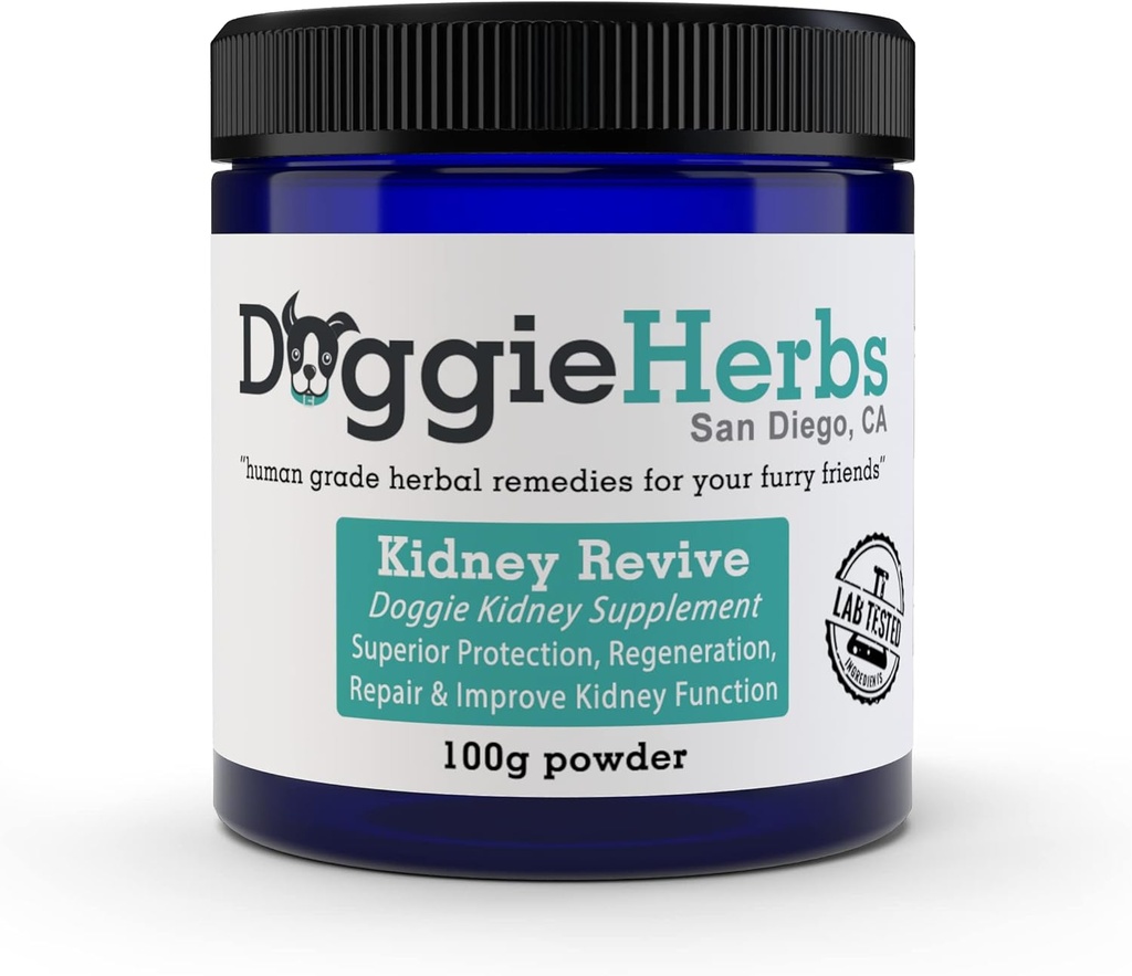 Certified Organic Ledviny Revive - 100% bylinný pes Ledviny Zdraví Hojení dodatek pro akutní a chronické ošetřování od Doggie Byliny