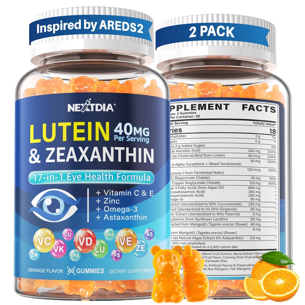 Lutein and Zeaxanthin Supplements, Eye Health Gummies, AREDS2-Based Formula