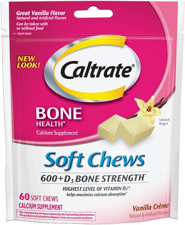 Kaltrát 600 + D3, vápník a vitamín D3 dodatek měkké žvýkací, 600 mg (Vanilla Crème Flavor, 60 Počet)