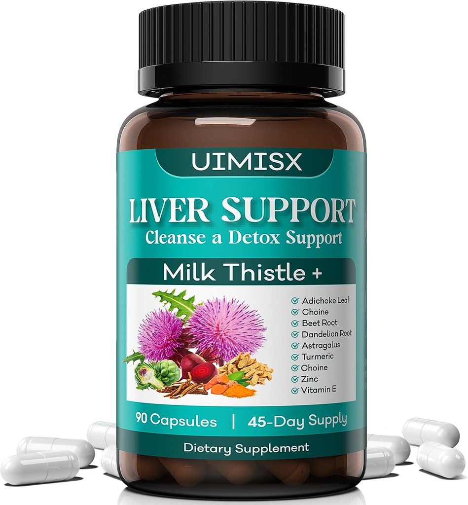 Mléko Thistle dodatek - Játra Detox čištění Vzorec Bylinné Játra Podpora s Mléko Thistle, Pampeliška Kořen, Artyčok, Kurkuma, Astragalus pro zdraví jater, 90 Kapsle