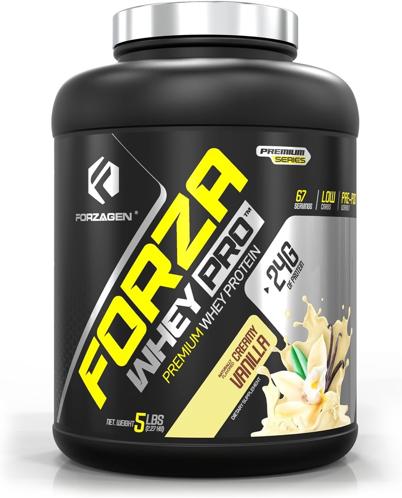 Forzagen syrovátka PRO Nízký karbonový protein prášek 124; 24 g proteinu per Serving, No Add Sugar, Gluten Free, Premium Whey for Shakes & Mixes for Men & Women, BCAA PHAR124; Vanilla, 5 liber. (67 Služeb)