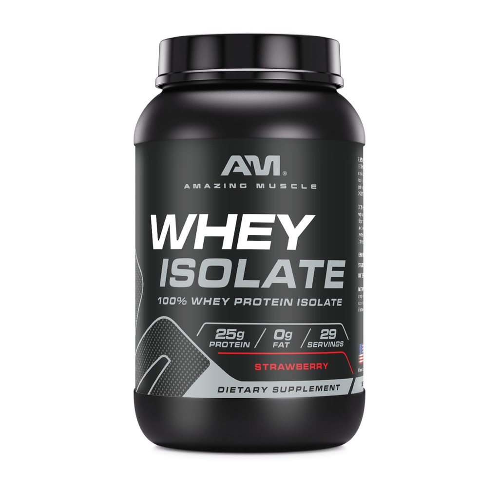 Amazing Muscle Whey Protein Isolate Powder 124; 25 Grams Protein Per Serving Isolate 124; 100% Syrovátka Isolate 124; Nula Fat 124; Made in USA (2 Lb, Jahoda)