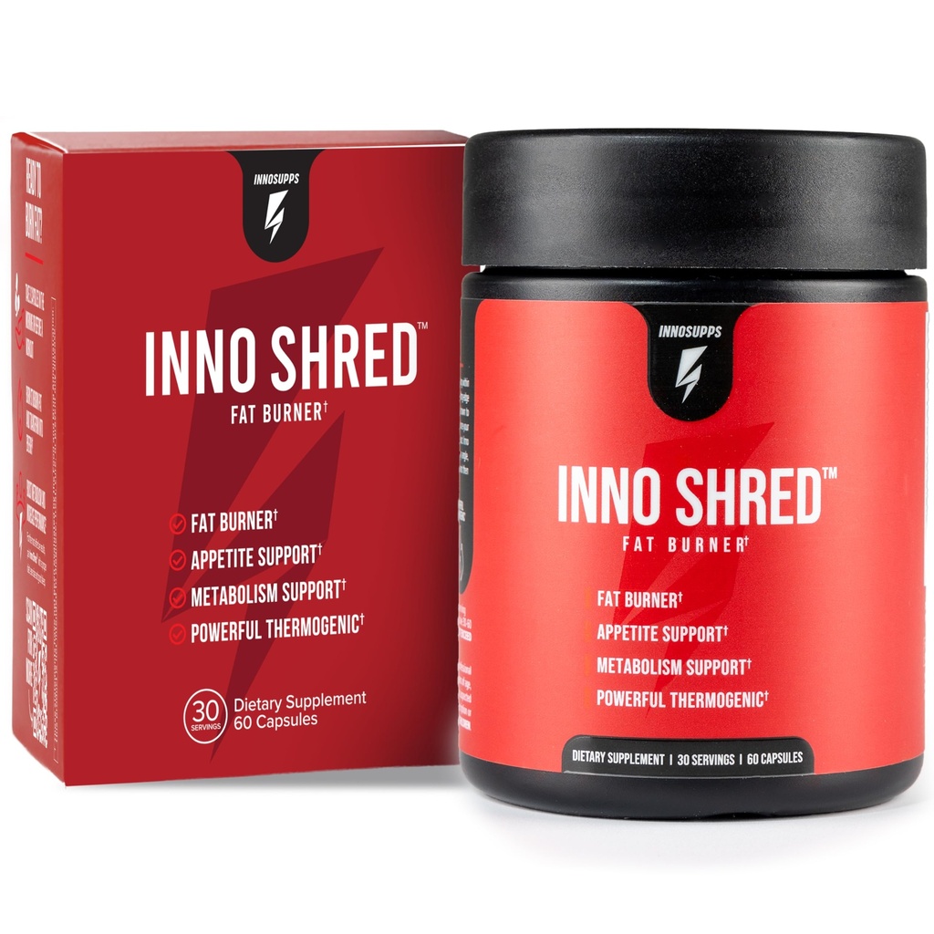 Inno Shred termogenní spalovač tuků pro muže a ženy - Appetite Conpressant, Energy & Metabolismus Podpora s Capsimax, Paradoxine, Green Tea Extract - 60 Kapsle, 30 Služební