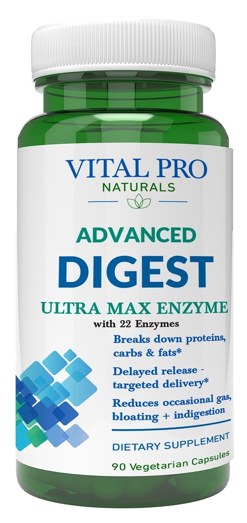 Vital Pro Naturals - Pokročilé Digest Přírodní trávicí enzym podporuje Rozdělení bílkovin, tuků a karbohydrátů a snižuje příležitostný plyn, nafouknutí a požití 90 Kapsle
