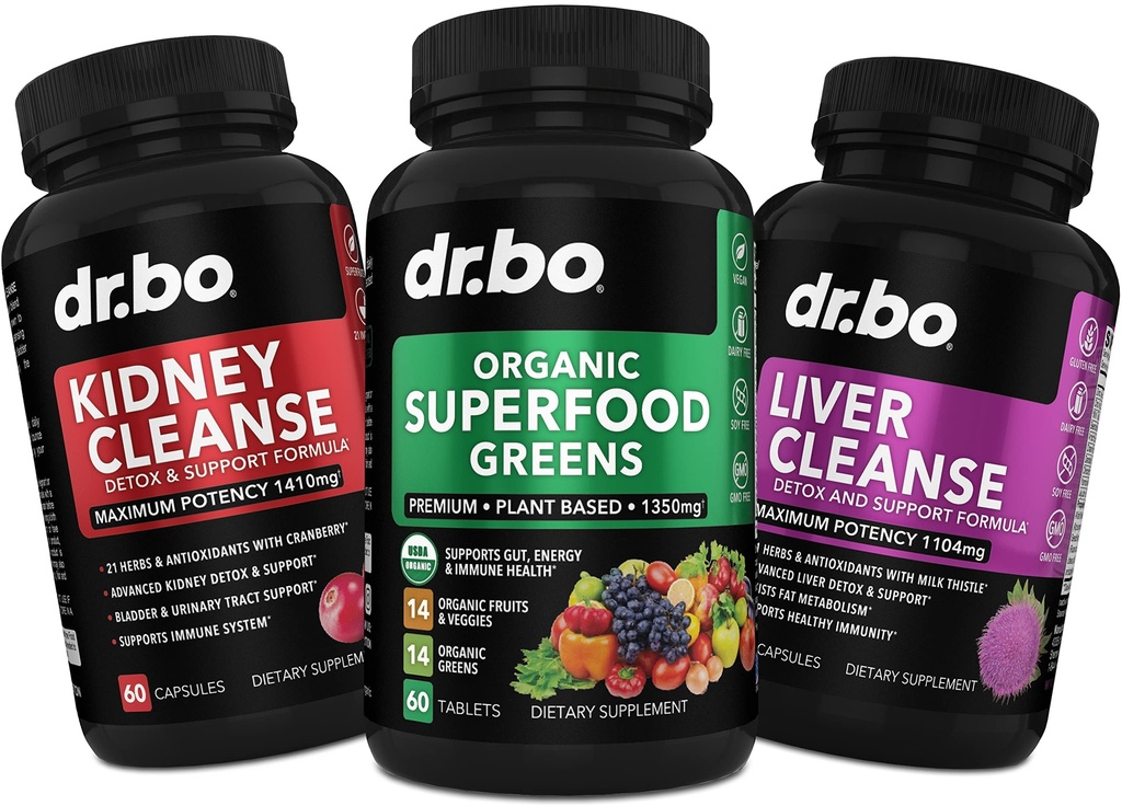 Organické Superfood Green & Ovocné doplňky - Játra Ledviny Cleanse Detox Supplement - Zelená Veggie Powder Směs zeleninové potraviny & Nápověda opravit ledviny, Kontrola močových měchýřů & Trakt Zdraví
