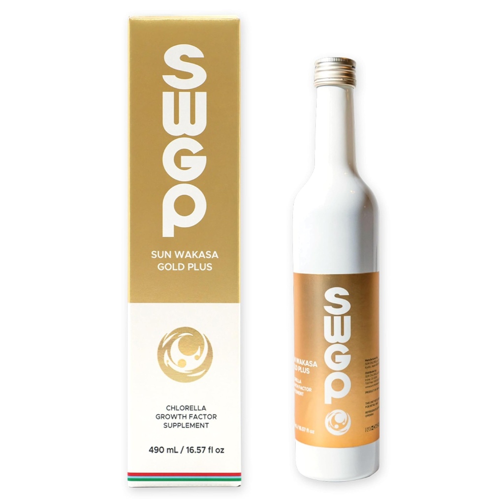 Sun Chlorella Sun Wakasa Gold Plus Superfood doplňky pít silný celý tělo imunitní obrany, Energy Boost & Gut zdraví - Zelená mikrořasy Extract - gluten zdarma, Vegan - 17oz