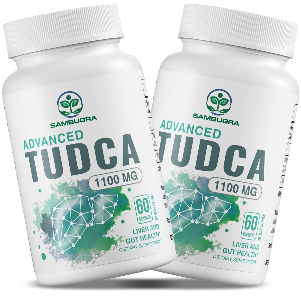 Sambugra TUDCA Játra doplňky 1100mg, 3. strana Testováno Ultra síla Bile Salt TUDCA Dodatek, Podpora jater pro čištění a opravy detox, 120 Kapsle