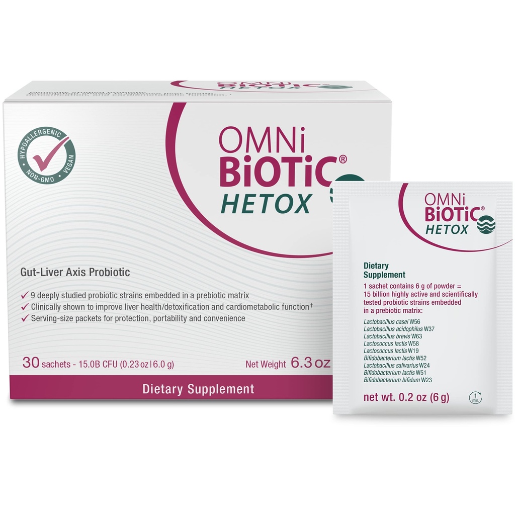 OMNi BiOtic HETOX Probiotická jaterní detox - Bifidobacterium & Lactobacillus Probiotic Supplement - Hypoalergenní Gut- Játra Podpora - Non- GMO Detox Cleanse pro muže a ženy