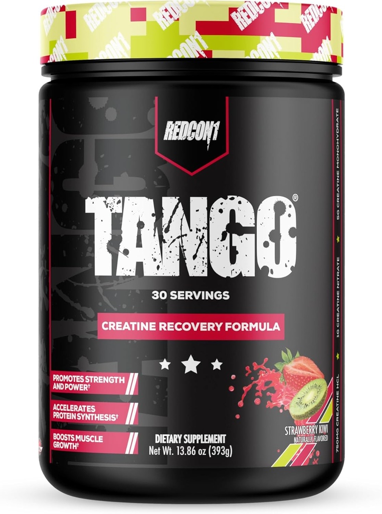 REDCON1 Tango Creatin Powder, Strawberry Kiwi - Sugar Free + Keto Friendly Creatin Supplement - Betaine Bezvodý pro svalovou výdrž a sílu (30 Služeb)
