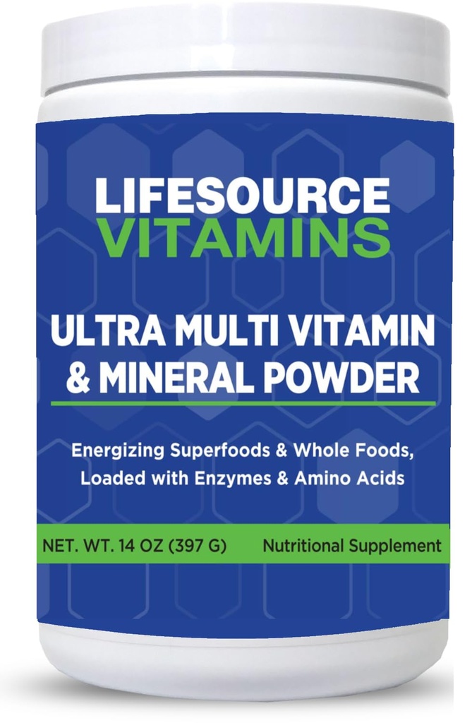 LifeSource Vitamíny Ultra Multi Vitamin & Minerální prášek - All Food Based - 30 Day Supply
