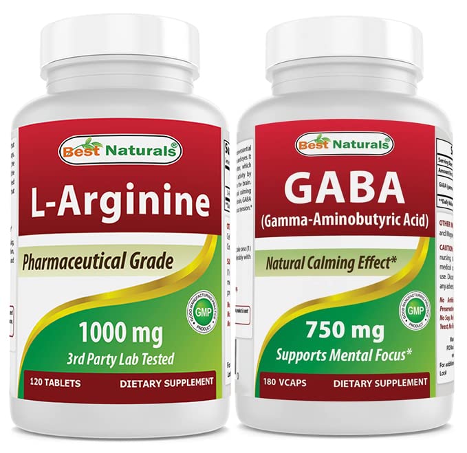 Nejlepší Naturals L- Arginine 1000 mg & GABA dodatek 750mg