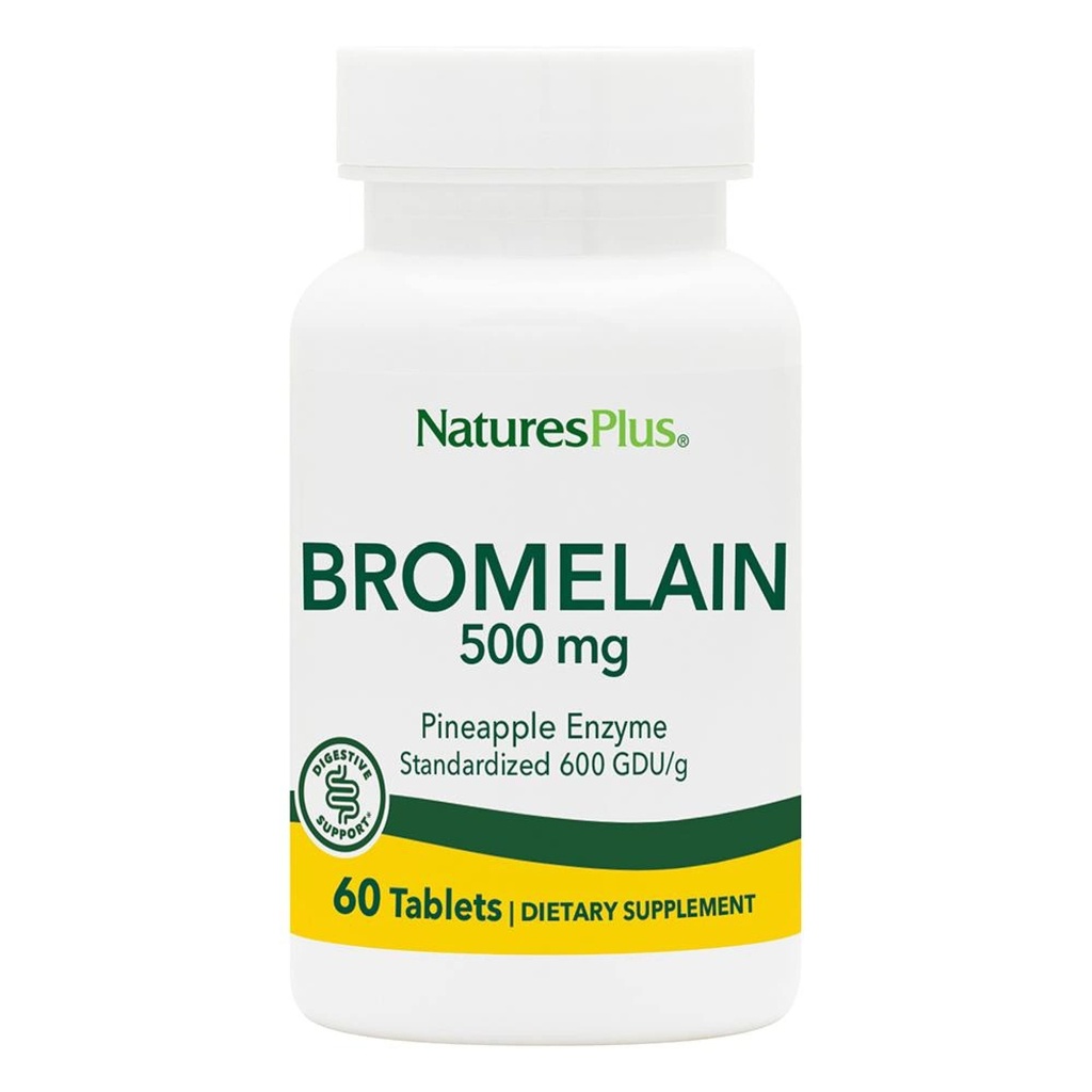 Natures Plus Bromelain - 500 mg - přírodní proteolytický dodatek - 60 Vegetariánských tablet (60 servisů)