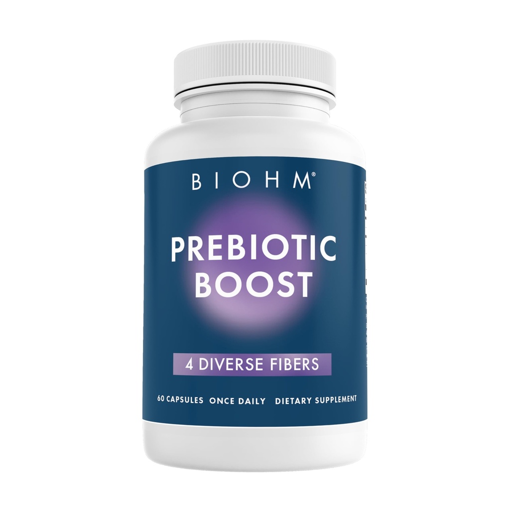 BIOHM Prebiotický doplněk vlákna (60 Kapsle) 4 Diverzní dietní vlákna na podporu probiotického prostředí, pomáhá zlepšit Gut zdraví a imunitního systému, Zahrnuje Inulin & Apple Pectin prášek