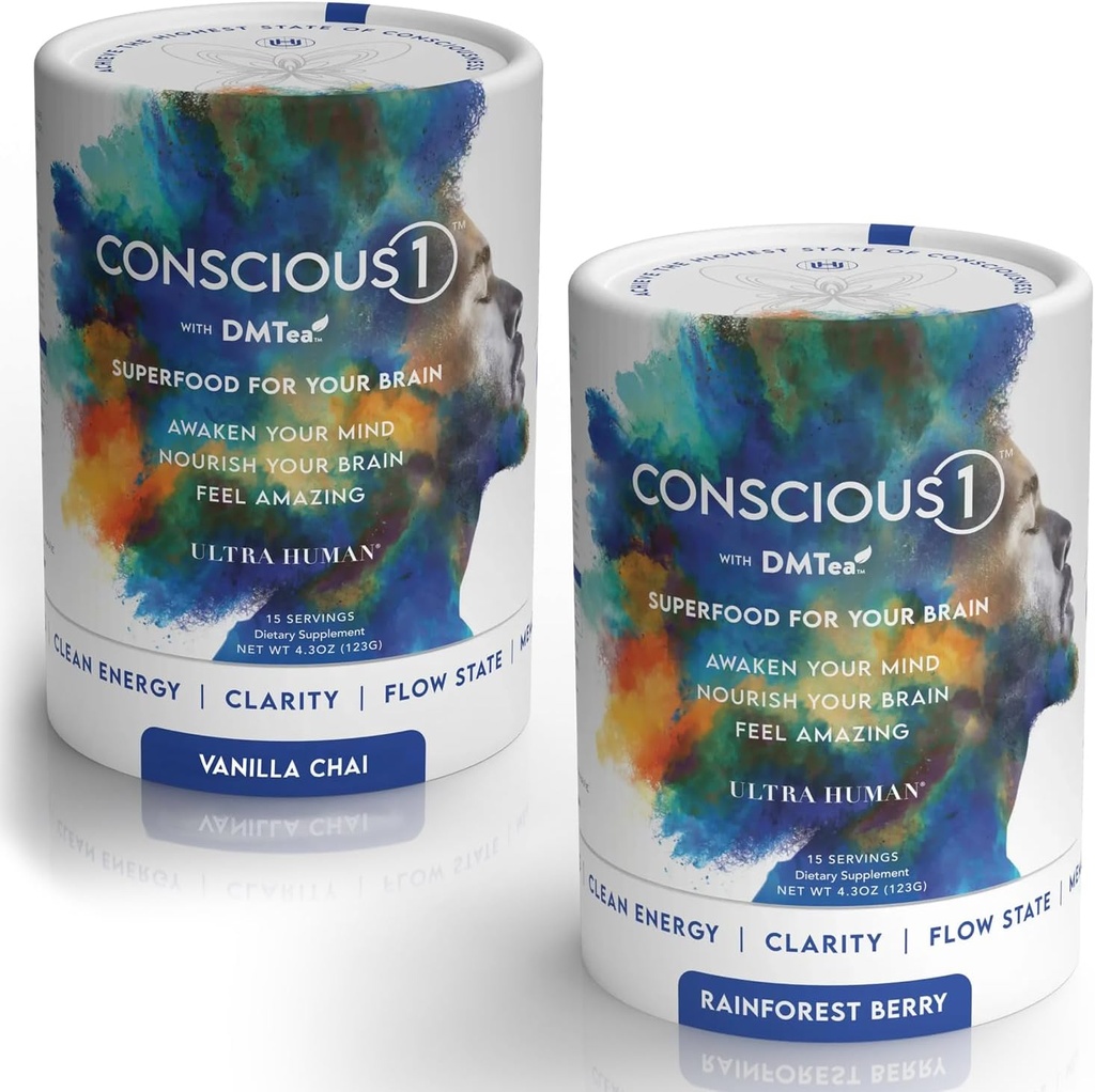 Ultra Human CONSCIOUS1 - Focus Building Superfood Blend Vanilla Chai & Rainforest Berry Variety Pack