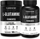 Jacked Factory L- glutamin Powder 100 Servings & L- glutamin Kapsle 500mg (240 Kapsle) pro Post Workout Muscle Recovery, imunita, stravitelné zdraví