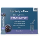 Hydralite Electrolytes Plus Imunity, Elderberry - Nízký cukr Rapid Rehydratační prášek - Lehké jiskření Electrolyte Powder Packets s 1.000mg vitaminu C a 300 mg Elderberry (8oz Serve, 20 Počet)