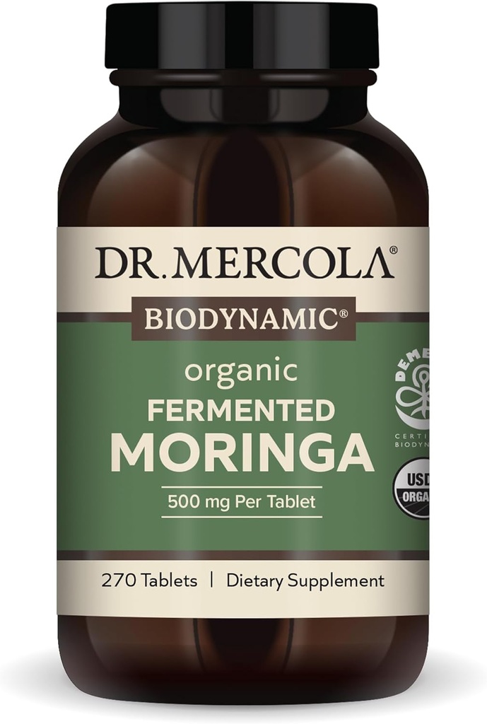 Dr. Mercola - Biodynamické organické fermentované Moringa dietní dodatek, 270 Servings (270 tablet)