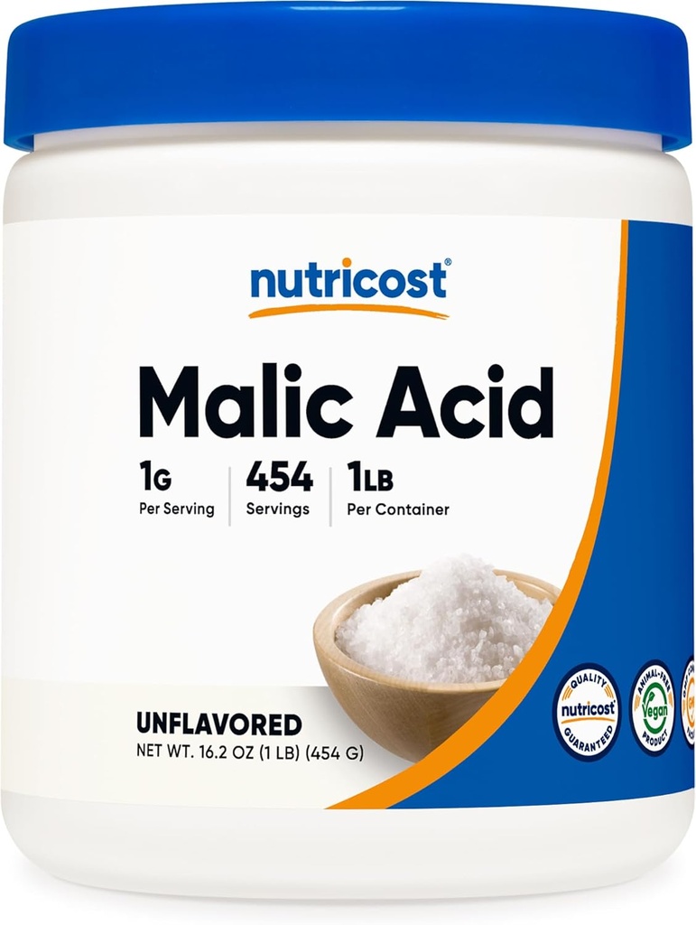 Nutricost Malic Acid Powder 1LB - Gluten Free, Non- GMO (454 gramů)