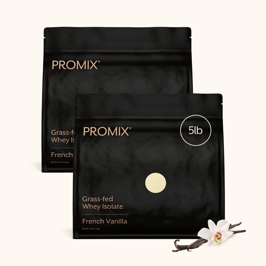 ProMix Nutrition Whey Protein Isolate Powder - Grass- Fed - Muscle Post Workout Fitness & Nutrition Shake, Smoothies, Pečení & Vaření recepty - Gluten- Free & Keto- Friendly - Vanilla - 5 Pound (Balení po 2)