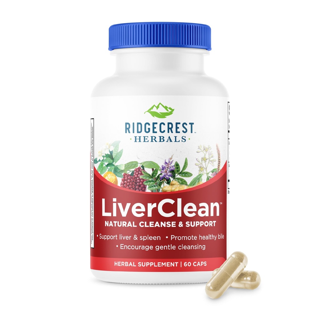 Ridgecrest Herbals SuppleClean, Bylinné Játra Supplement, Požehnaný Thistle, Pampeliška, Detox, Čistá podpora, Zdravý Bile (60 Caps, 30 Serv)