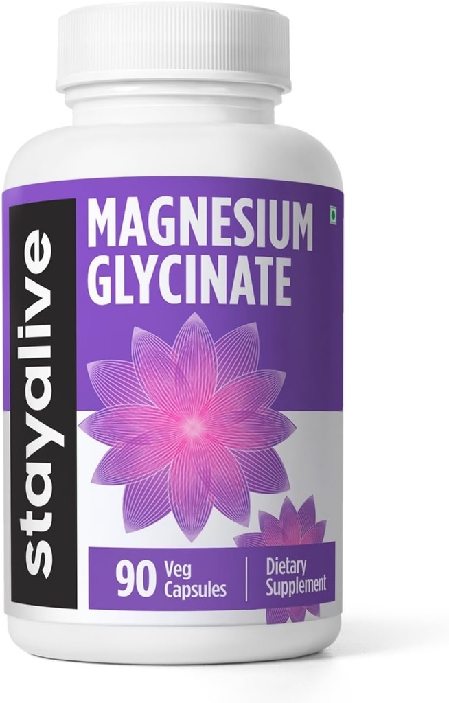 STAY ALIVE Chelated Magnesium Glycinát 500 mg, vysoká absorpce, 90 Kapsle, 100% čistý Glycinát prášek, extra síla hořčík dodatek pro ženy a muže, non-GMO & gluten zdarma pilulky