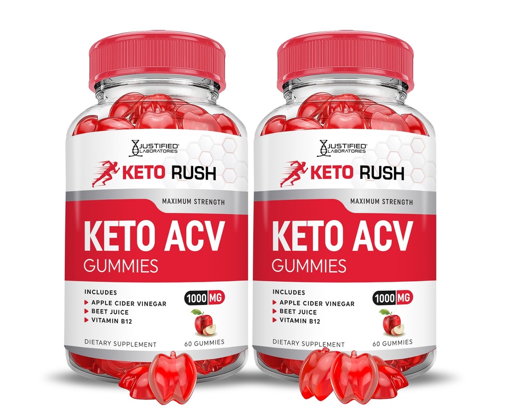 Odůvodněné laboratoře (2 balení Keto Rush Keto ACV Gummies Advanced Formule 1000MG Powder B12 Vegan Non GMO 120 Gummys