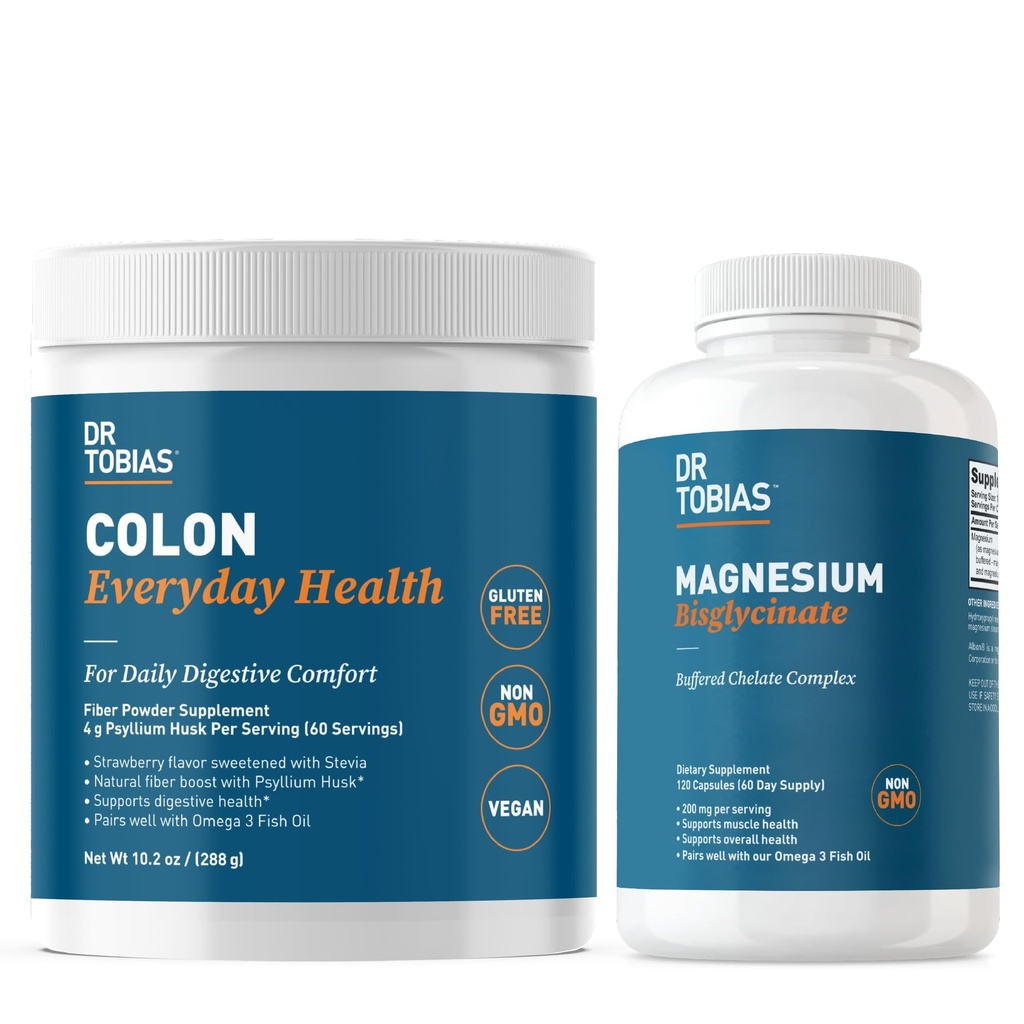 Dr. Tobias Colon Everyday Health & Magnesium Bisglycinate - Stravovací komfort a podpora pro svalovou a kostní zdraví, Vegan, Non- GMO