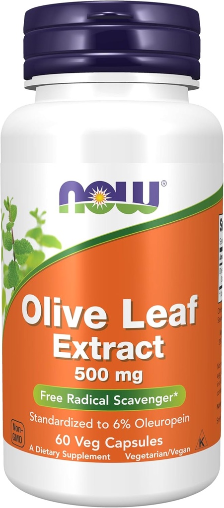 Nyní Potraviny doplňky, Olive Leaf Extract 500 mg, zdarma Radikální Scavenger *, 60 Veg Kapsle