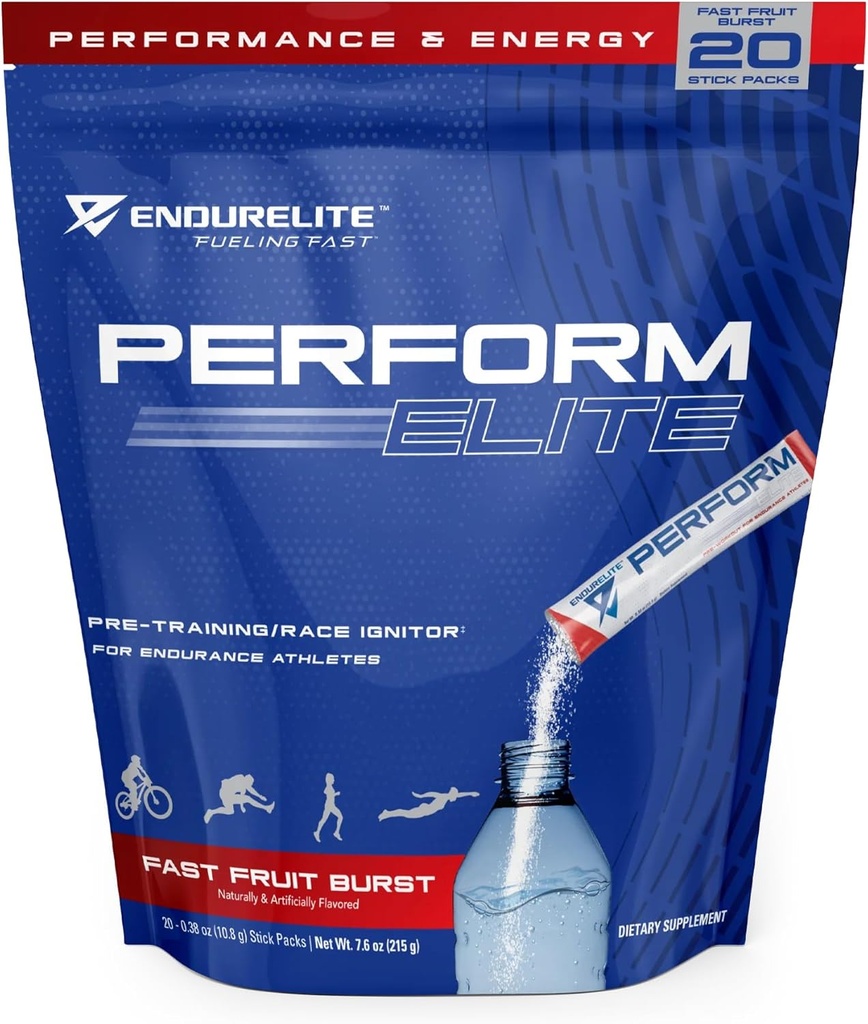 EnduriElite Perform Elite- Pre Workout Powder Supplementation - Pre- Workout pro Endurance athlets - 20 Serving Bag- Fast Fruit Burst