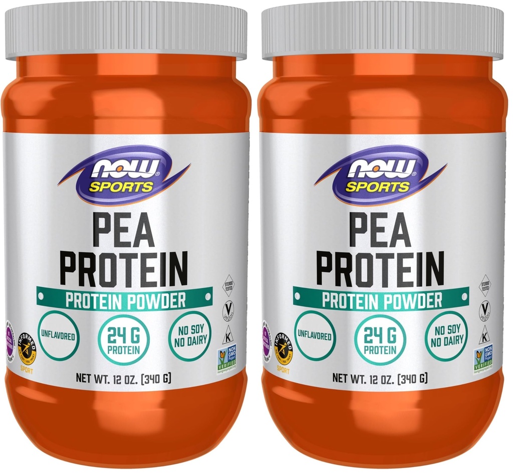 Nyní Sportovní výživa, Pea Protein 24 g, Snadno Digested, Neochucený prášek, 12- Ounce (Balení po 2)