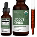Organic Lugol 's jód, jód a draslík Iodide 2% Solution 3000 mcg - Liquid Supplement Kapky pro podporu štítné žlázy pro ženy a muže, Metabolismus Zdraví, Detox Boost - Non- GMO, 395 Servings (2 Oz)