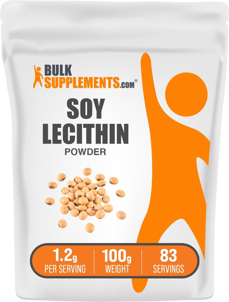 BulkSupplements.com Soy Lecithin Powder - Lecithin dodatek, Nutriční dodatek, Potravinová třída - Gluten Free, 1.2g per Serving, 100g (3.5 oz) (balení po 1)