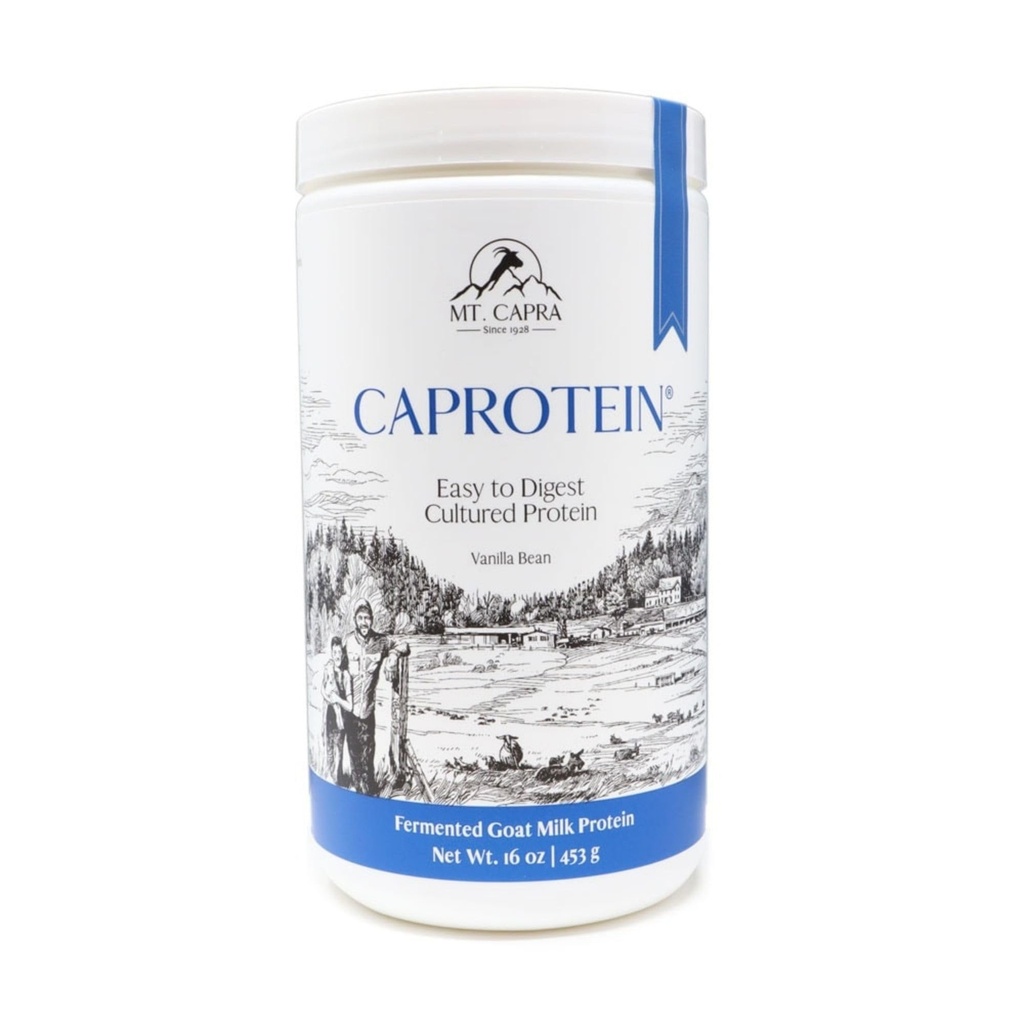 Mt. Capra Caprotein Capra 124; Kasein Protein Concentrate, Fermented Goat Milk Protein from Grass- Fed Pastured Goats, Extrémně snadné k nalezení CY124; Vanilla Bean CY124; 23 Servings - 16 oz