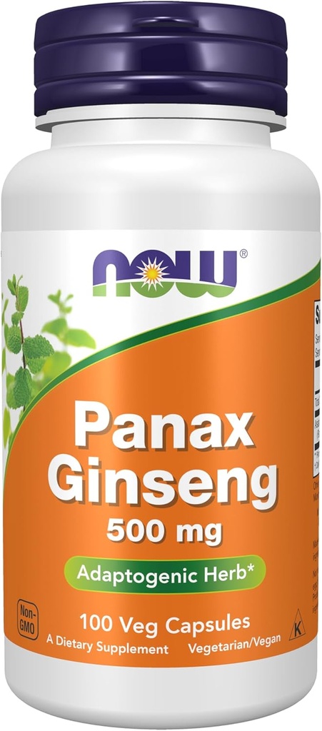 Nyní Potraviny doplňky, Panax Ginseng (Root) 500 mg, Adaptogenní Herb *, 100 Veg Kapsle