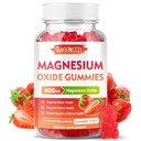 Oxid hořečnatý Gummies 400mg, Žvýkací oxid hořečnatý dodatek pro dospělé a děti, Nerve & Muscle Support, Non- GMO, Sugar- Free, Strawberry Flavor, 60 Počet