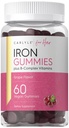 Carlyle Iron Gummies CLAS124; Plus B-Complex Vitamíny CLAS124; 60 Vegan Gummies CLAS124; Grape Flavor CLAS124; Non- GMO, gluten zdarma dodatek