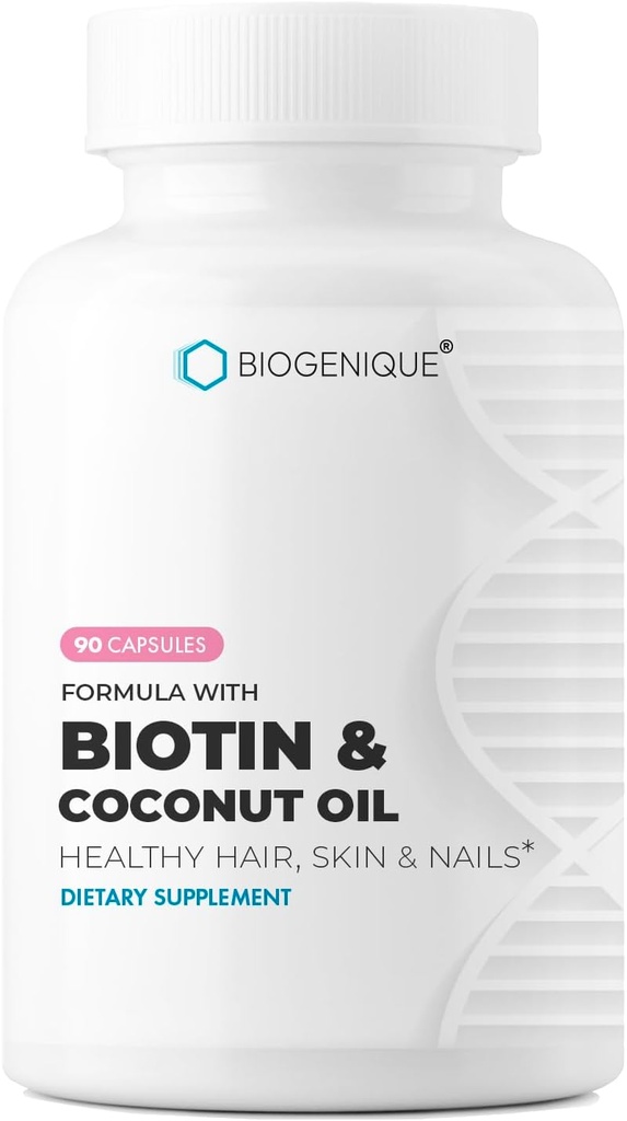 Vysoký potenciál Biotin dodatek - Veganský vitamin B7 Formule s Creatine a kokosový olej - Zdravější kůže, hřebíky a Keratin Podpora - Non- GMO & gluten zdarma - 2500 mcg