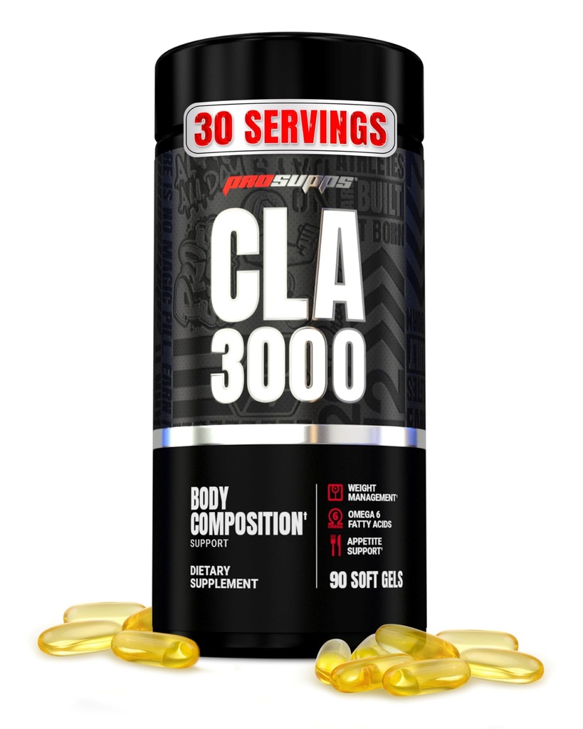 PROFUPS CLA 3000 Podpora složení tělového tělesa - Stim- Free Conjugated Linoleic Acid Workout Dodatek pro řízení hmotnosti a podporu appetit s Omega 6 Fatty Acid - Gym & Fitness - 90 Softgels